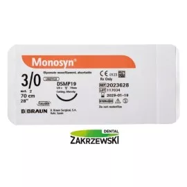 Nić chir. wchłanialna Monosyn Fiolet 3/0 3/8 koła Braun