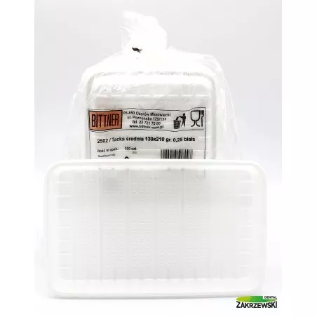 Tacki plastikowe gładkie białe 13x21cm op.100 szt.