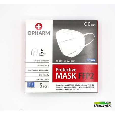 Maska FFP2/ KN95 bez zaworu op. 5 sztuk Opharm