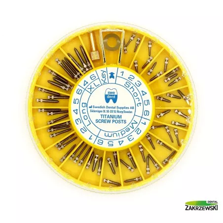 Wkłady koronowo-korzeniowe tytanowe zestaw 60 szt. Swedent