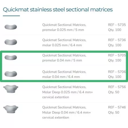 Quickmat paski grubość 0,04 mm. 5705 5706 op.100 szt. Polydentia