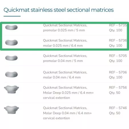 Quickmat paski grubość 0,025 mm. 5735 5736 op.100 szt. Polydentia