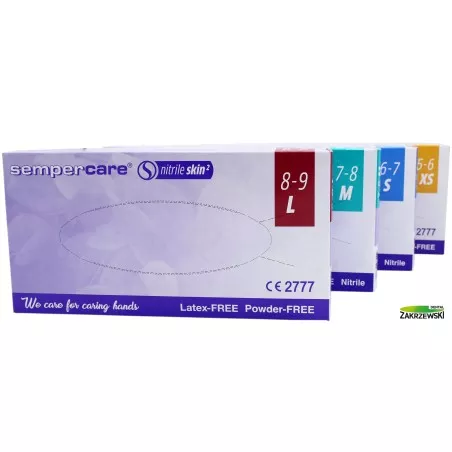 Rękawiczki fioletowe nitrylowe Skin op. 200 szt. Semper