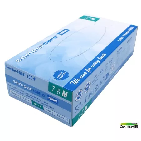 Rękawice lateksowe bezpudrowe  m op.100 szt. Semper
