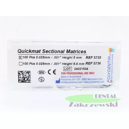 Polydentia Quickmat paski grubość 0,025 mm. 5735 5736 op.100 szt.