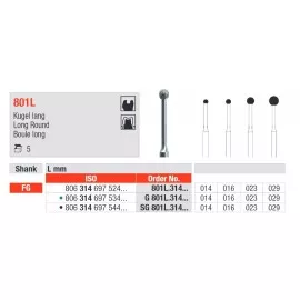 Diament na turbinę kulka przedłużona 801L 1szt. Edenta